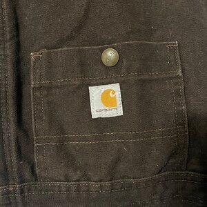 Carhartt Quilt-Lined Duck Bib Overalls Brown Women’s Small Workwear EUC